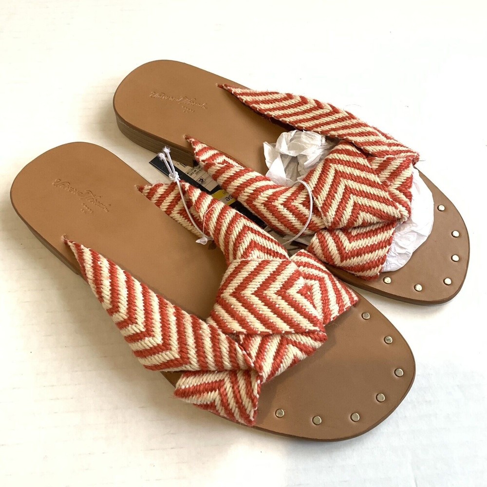 Universal Thread Womens 6 Slide Sandal Slip On Red Louise Fabric Boho NEW